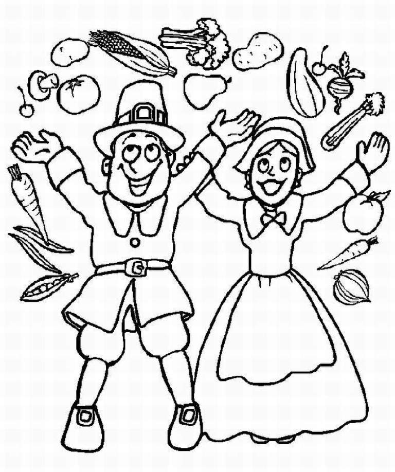 Download Pilgrim Boy And Girl coloring pages To Print