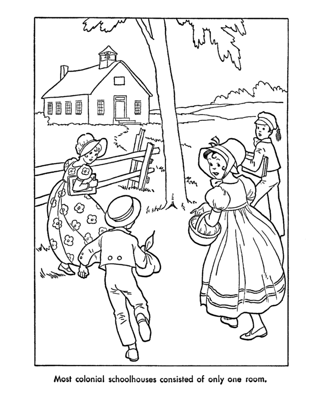 Colonial life Colouring Pages
