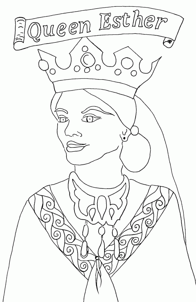 Queen Esther In The Bible Coloring Pic Bambinis Purim