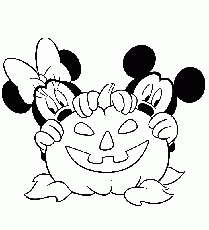 Minnie  Mickey Mouse - Free Disney Halloween Coloring Pages
