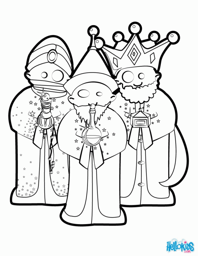 Three Wise Men Coloring Pages The Christmas Nativity Kings