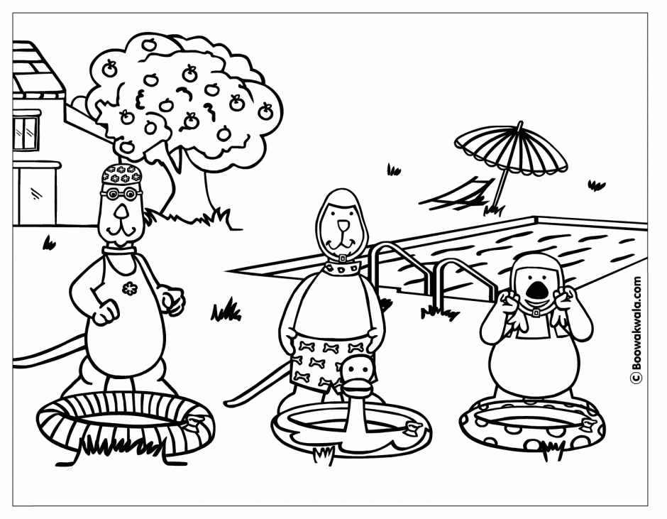 Printable Coloring Pages Fishing Bear Kids