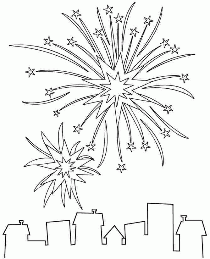 Printable Free New Year Fireworks Coloring Pages For Kindergarten