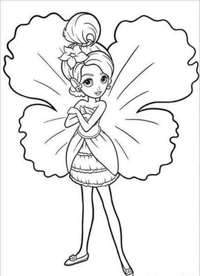 Flower Barbie Thumbelina Coloring Page 