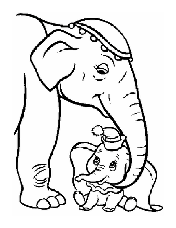 coloring pages - Animals Elephant  - Mother and Baby Elephant