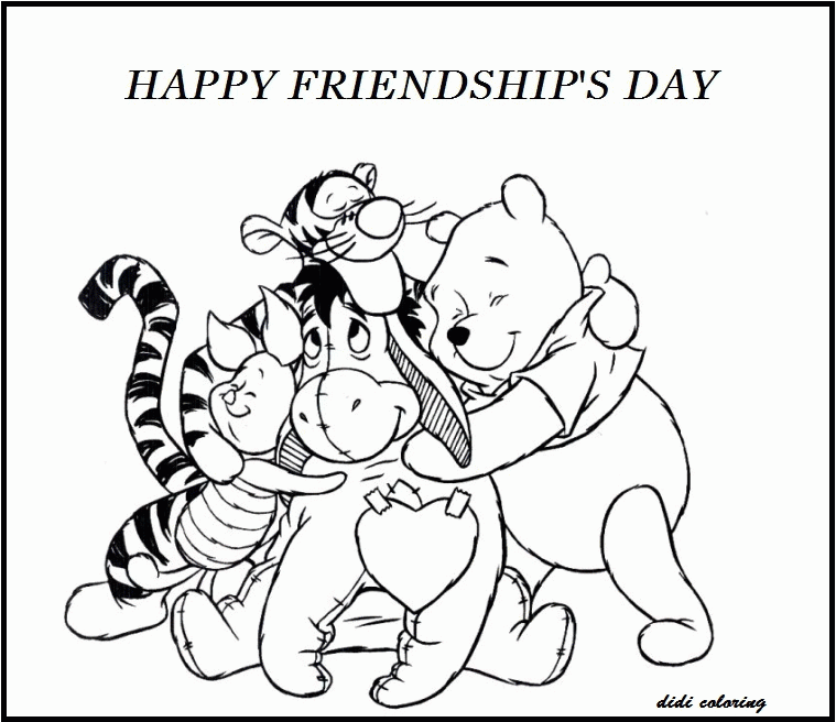 Didi coloring Page: printable Happy Friendship Day Winnie The Pooh