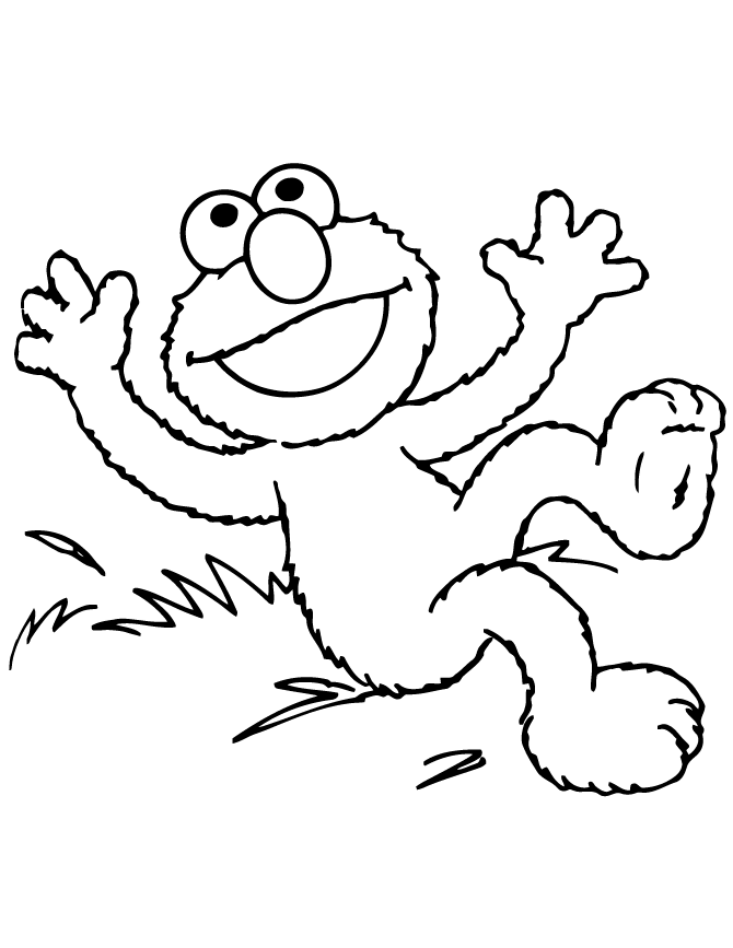 Elmo On Grass Coloring Page | HM Coloring Pages