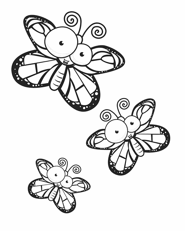 Happy butterflies | Free Printable Coloring Pages