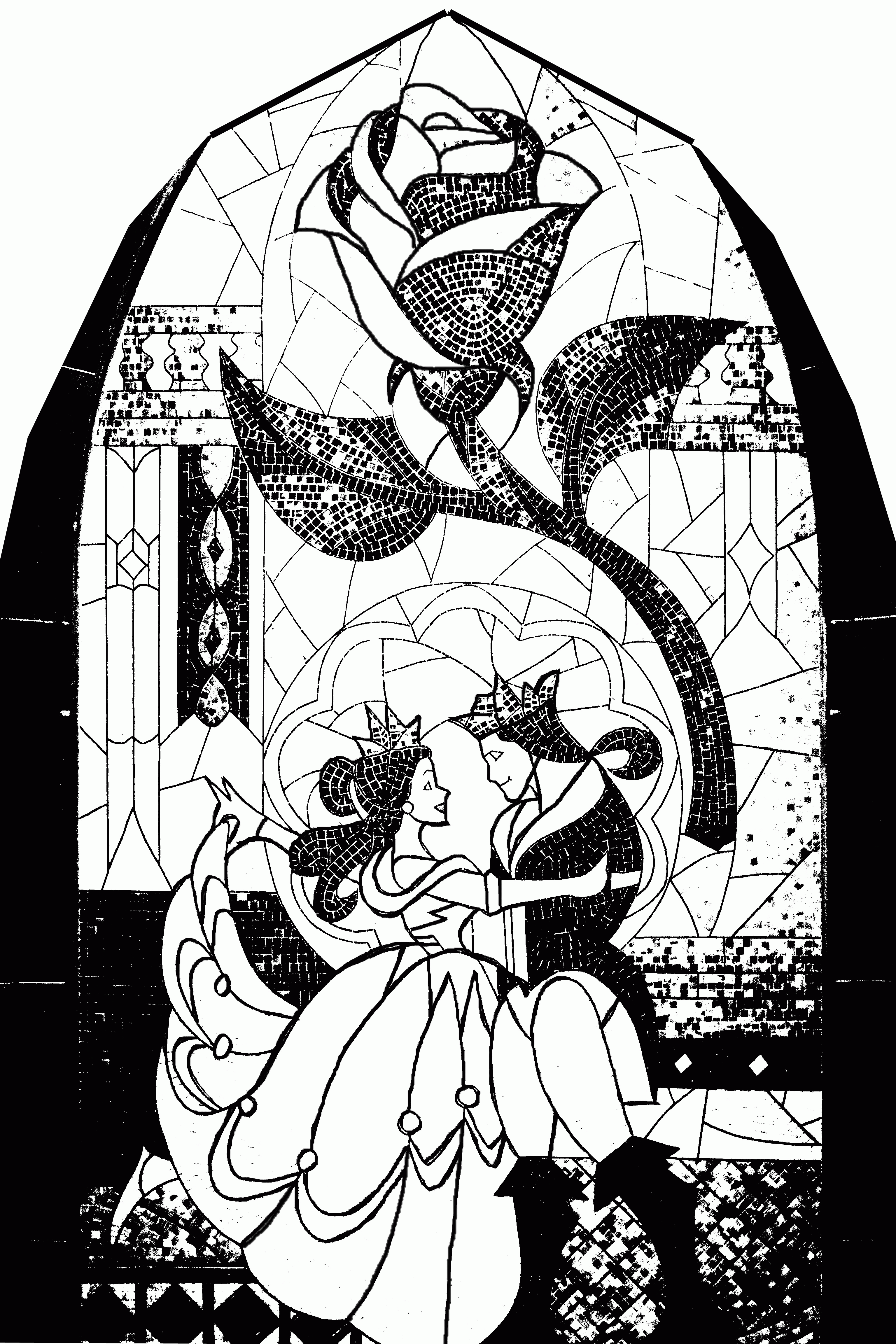 Free Beauty And The Beast Stained Glass Window Coloring Page Download Free Beauty And The Beast Stained Glass Window Coloring Page Png Images Free Cliparts On Clipart Library