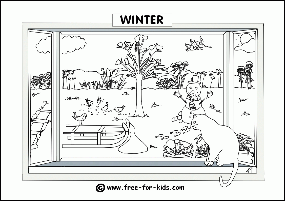 Free Printable Winter Scene Coloring Pages | Coloring