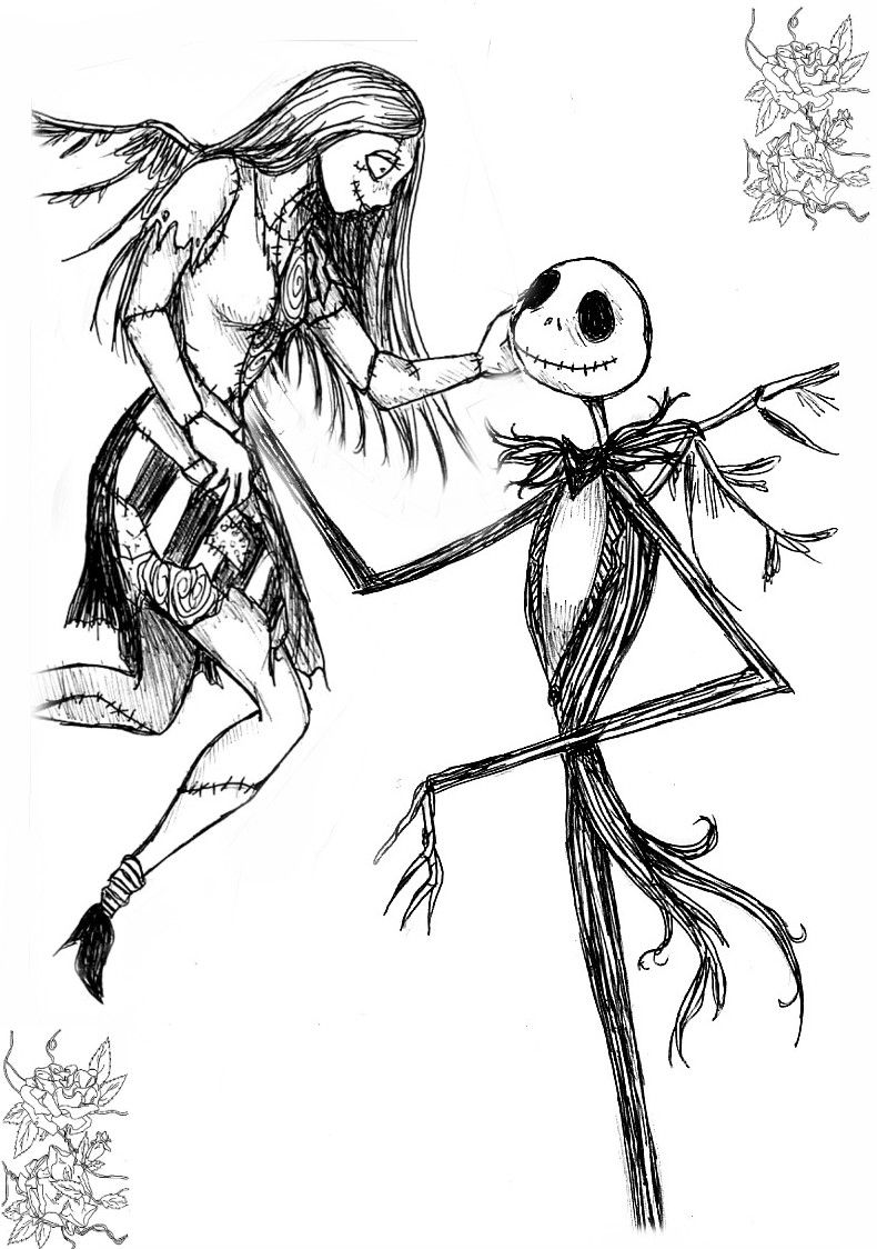 jack and sally nightmare before christmas coloring pages - Clip Art Library