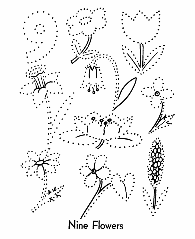 flower dot to dots Colouring Pages