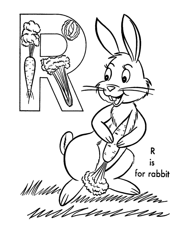 ABC Alphabet Coloring Sheets - ABC Rabbit - Animals coloring page