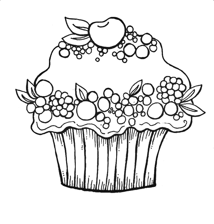 Cherry Berry Cupcake Coloring Pages - Cookie Coloring Pages : Free