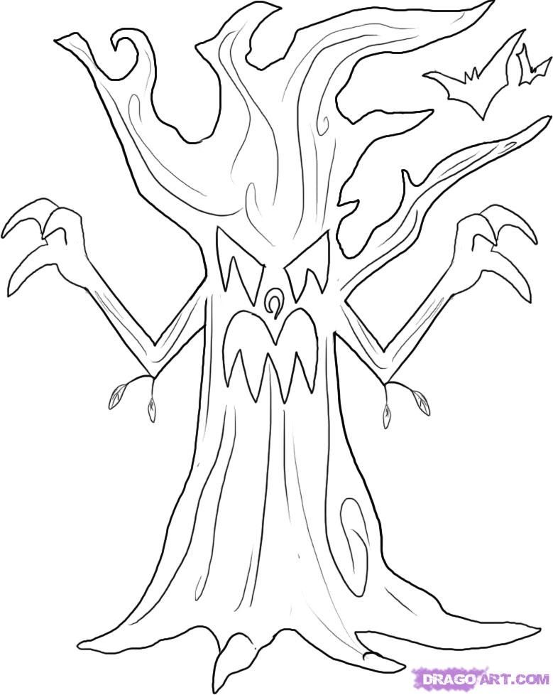 How to Draw a Spooky Tree, Step by Step, Halloween, Seasonal, FREE