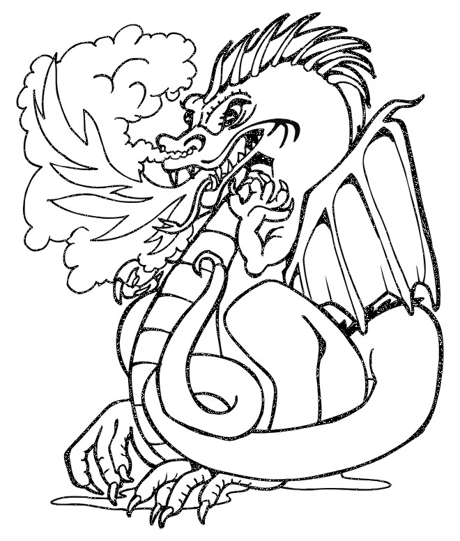 Dragon Coloring Page | Fierce Fire Breathing Dragon