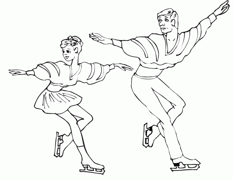 Ice Skating Coloring Pages : Pairs Ice Skating Coloring Page Kids