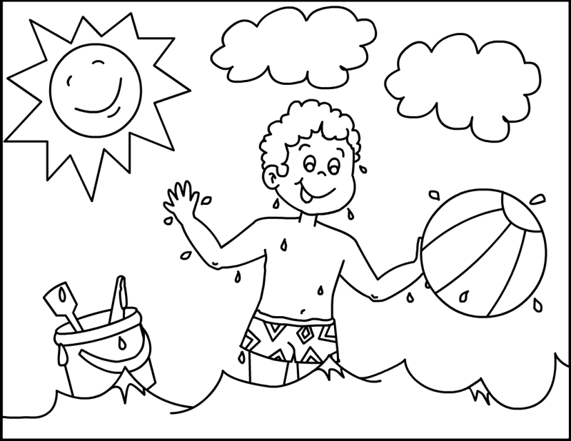 Kids Summer Coloring Page For Children |Clipart Library