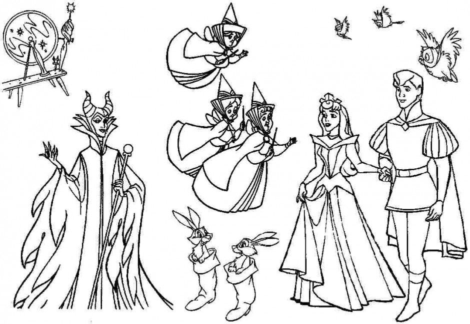Sleeping Beauty Princess With Prince Coloring Pages Disney