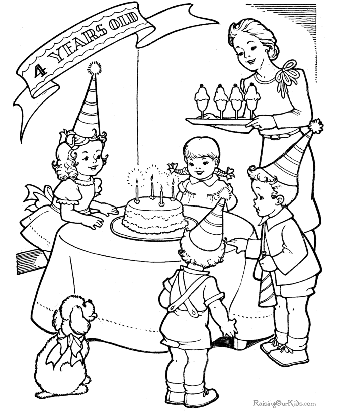 Birthday Party Coloring Page | Free Printable Coloring Pages