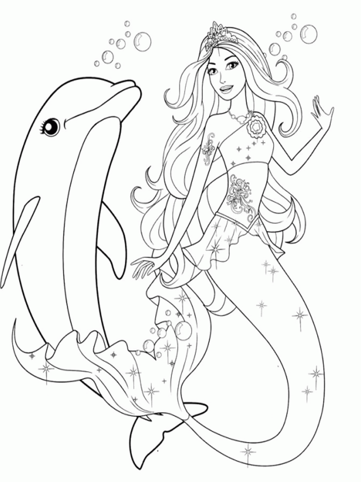 dolphin and mermaid coloring pages