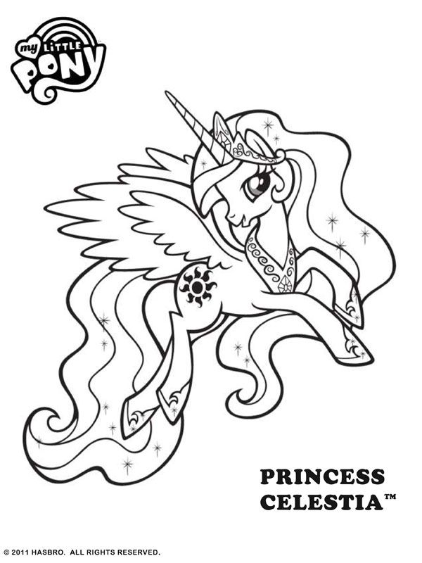 Free Online My Little Pony - Princess Celestia Colouring Page