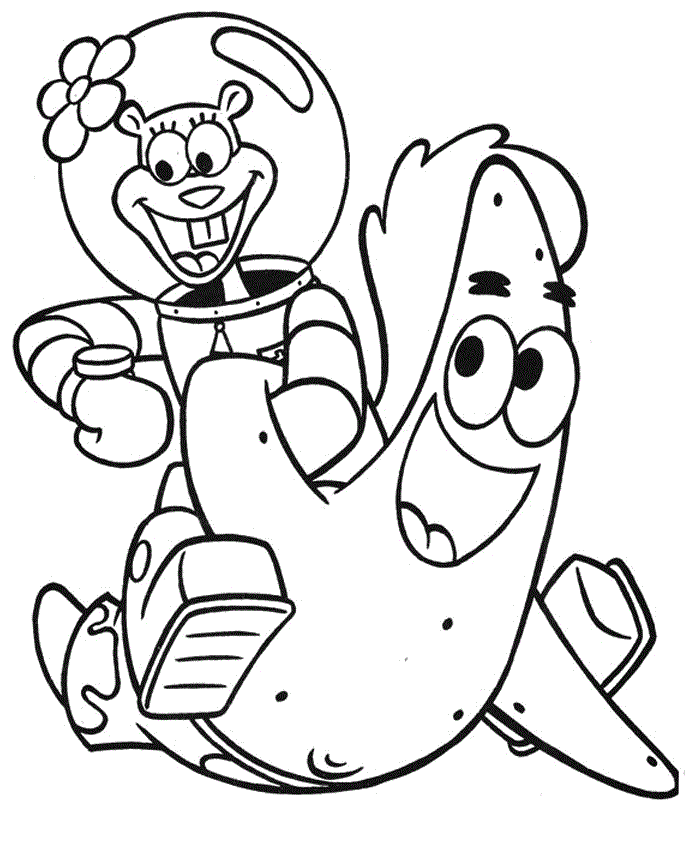 Spongebob and Sandy As a Couple Coloring Page | Kids Coloring Page
