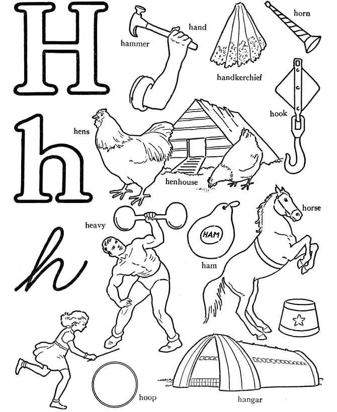 ABC Words Coloring Pages � Letter H � Hammer | Free Coloring Pages