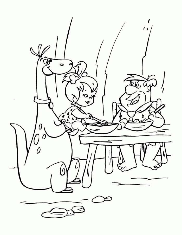 The Flintstones in a Car Coloring Page | Kids Coloring Page
