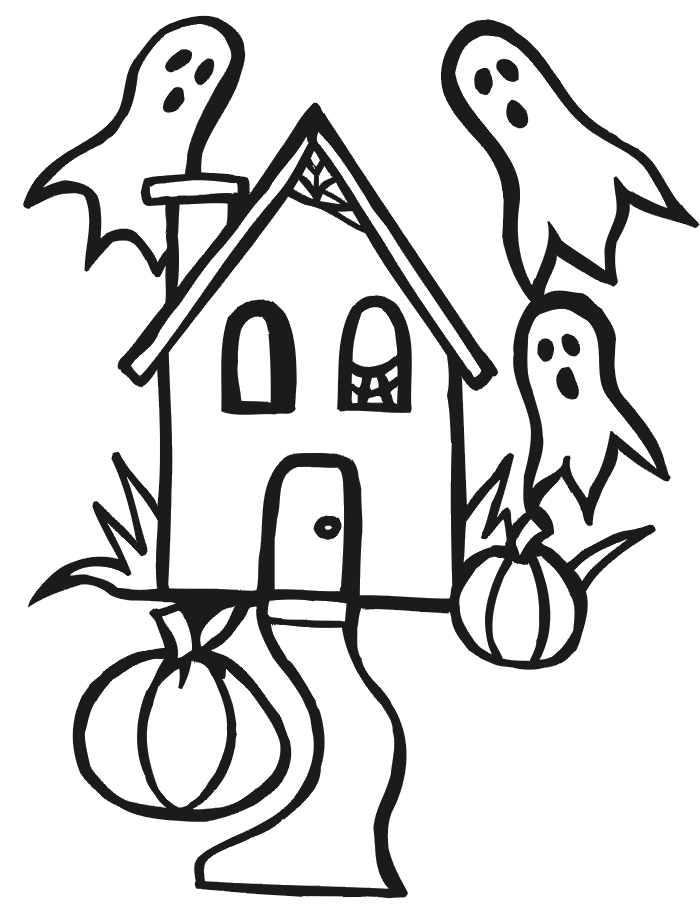 25+ Haunted House Drawing With Color Easy PNG