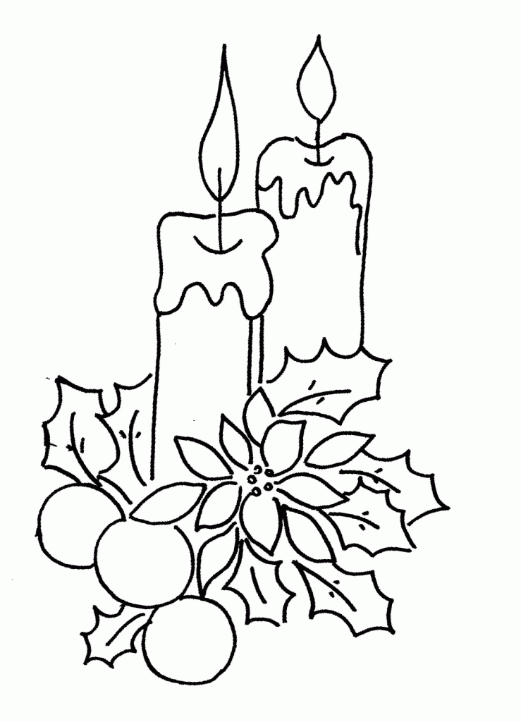 dibujo para colorear de velas con nochebuena - Clip Art Library