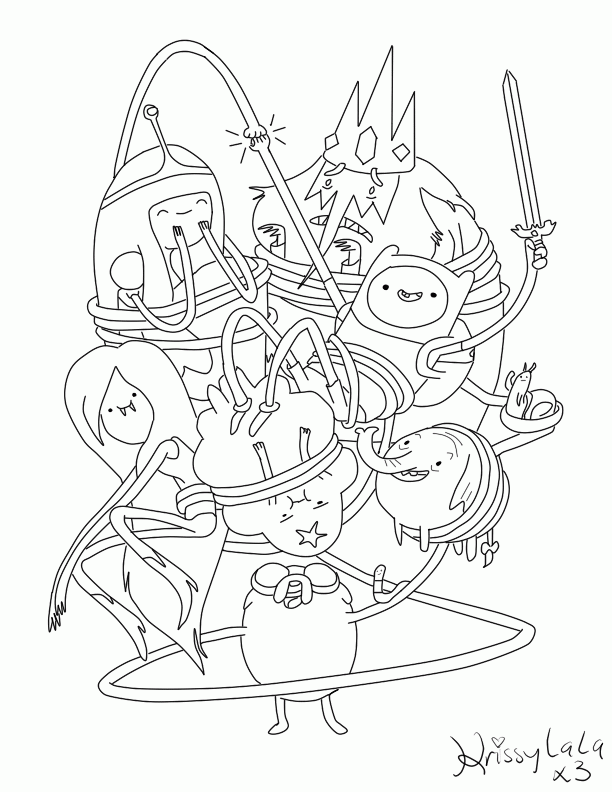 Adventure Time: Finn and friends coloring page by KrissyLalax3