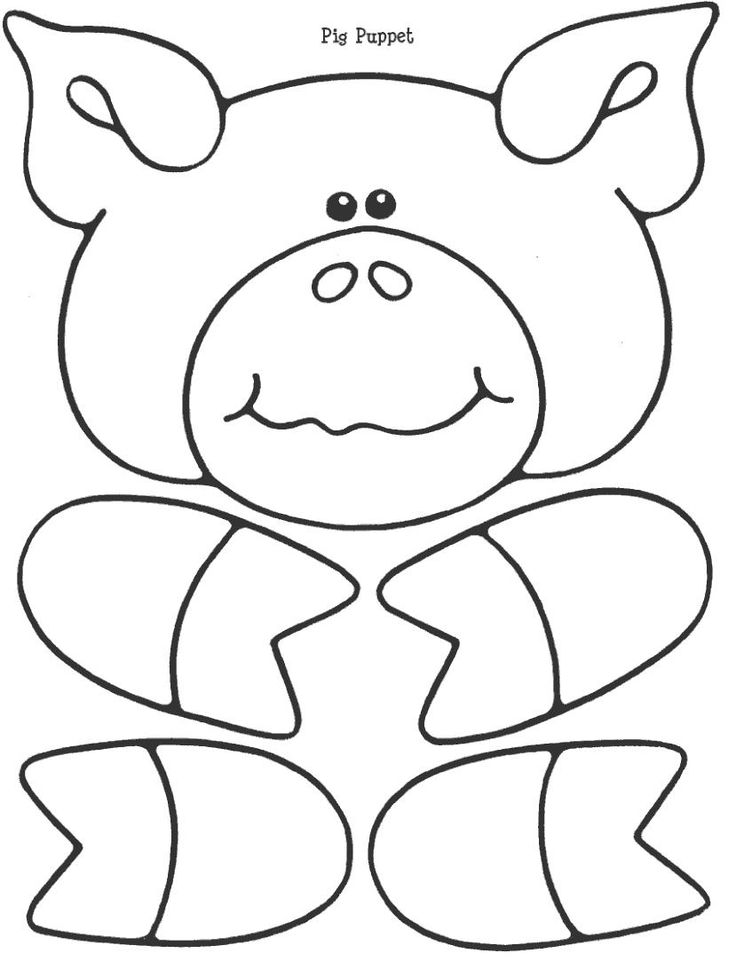Stencil for Pig Paper Bag Puppet | Reading