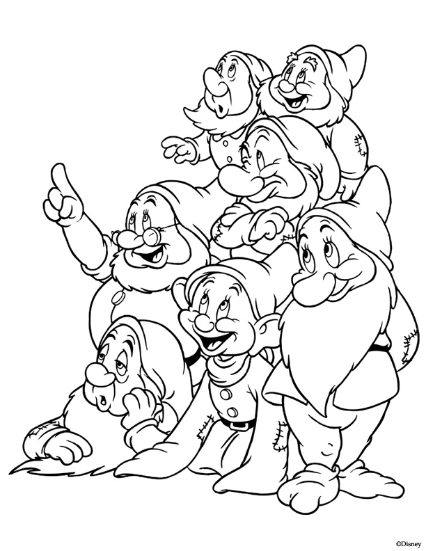 Dwarfs Coloring Pages snow white and the seven dwarfs coloring