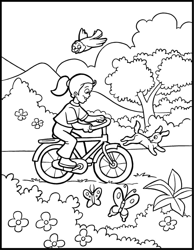 kids outside playing Colouring Pages
