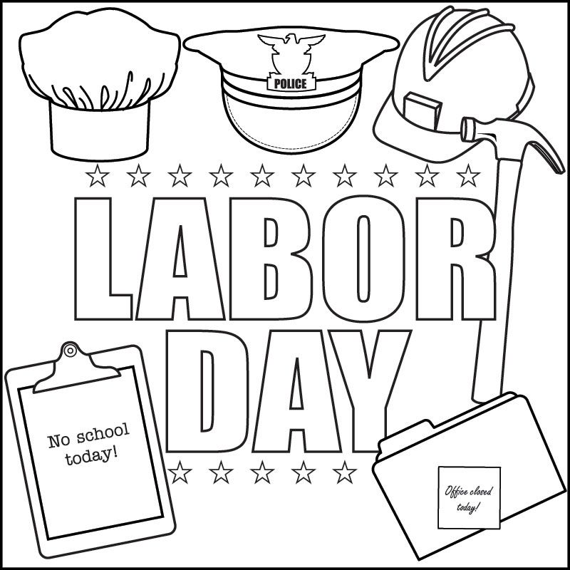 Labor Day Free Coloring Page, Coloring Sheets for Kids