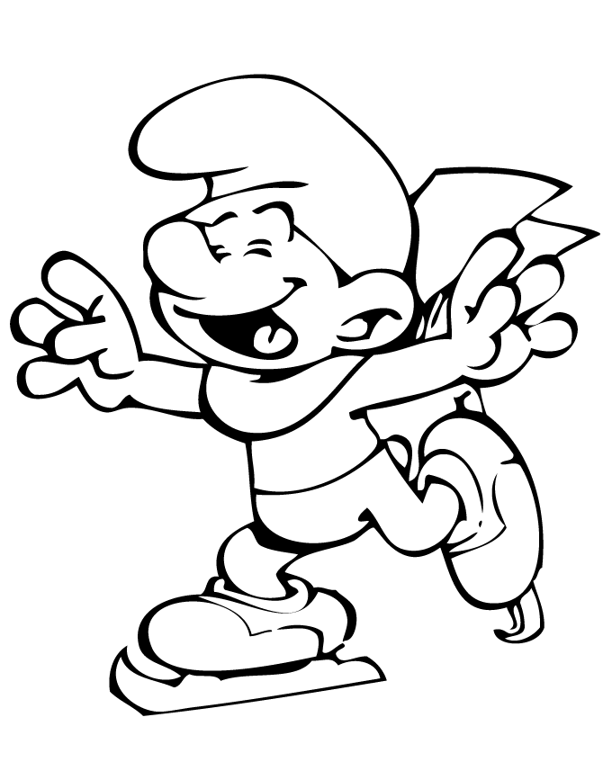 Ice Skating Smurf Coloring Page | Free Printable Coloring Pages