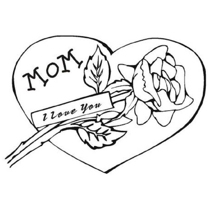 I Love You Mom Greeting Card Coloring Pages