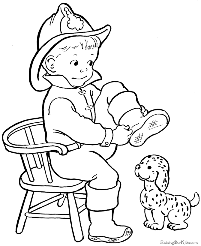 Halloween fireman | Coloring Page for Kids