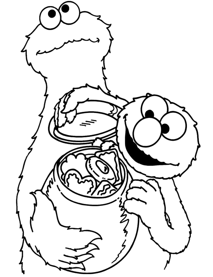 Monster Cookie With Elmo Playing Baseball Coloring Pages - Cookie