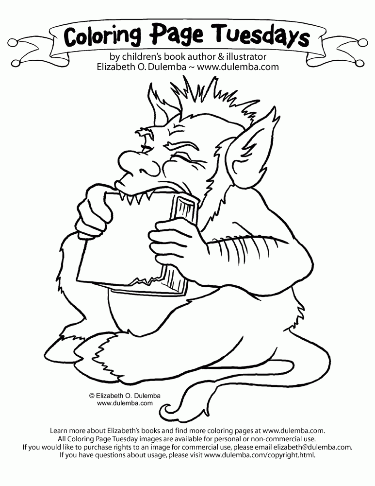  Coloring Page Tuesday - Reading Troll