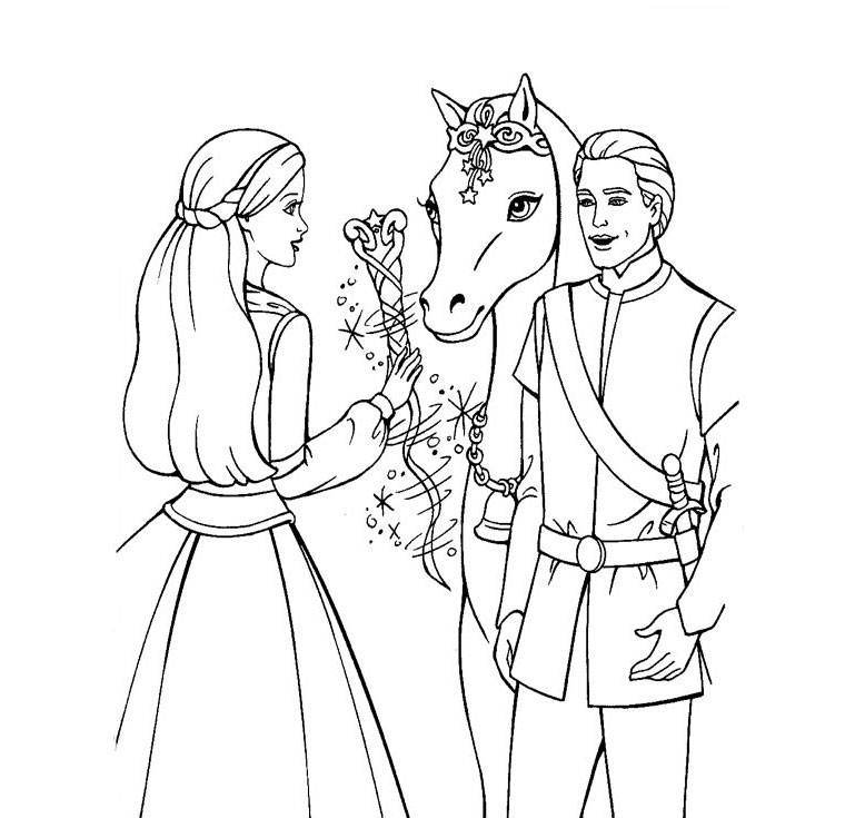 Magic Horse Coloring Pages To Color : Princess and Magic Horse