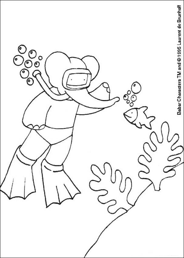 BABAR coloring pages - Happy Birthday Babar