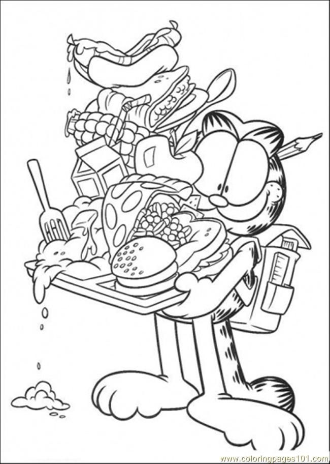 Coloring Pages Full Of Food (Cartoons  Garfield) | free printable