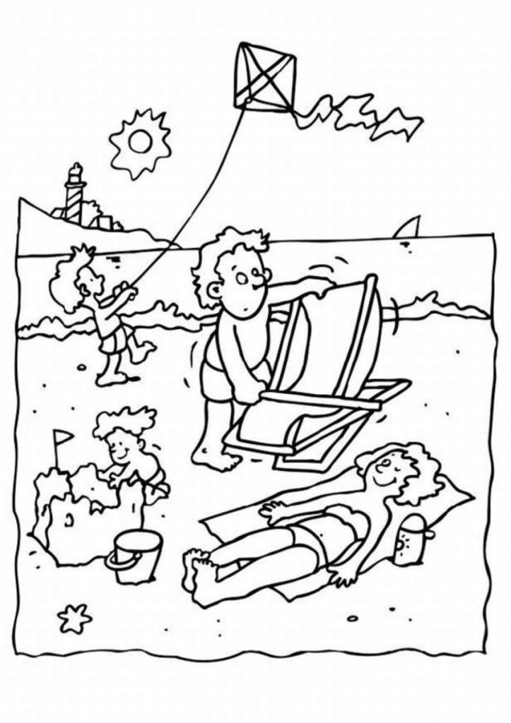 Laying on The Summer Day on Beach Coloring Pages | New Coloring Pages