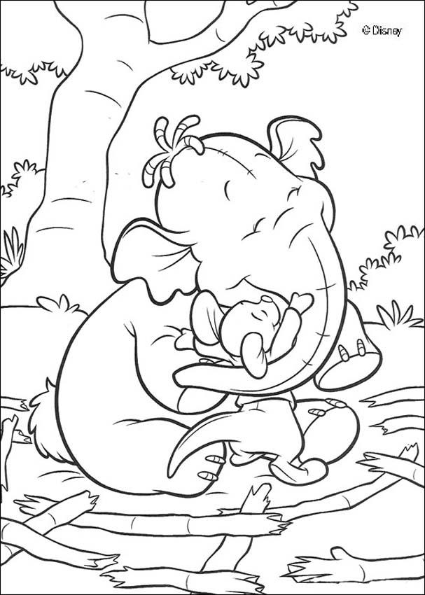 Winnie The Pooh coloring pages - Roo giving to Lumpy a big hug