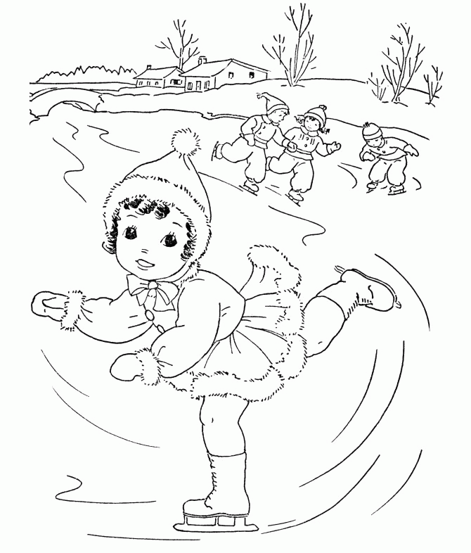 Women Play Ice Skating Coloring Pages - Ice Skating Coloring Pages