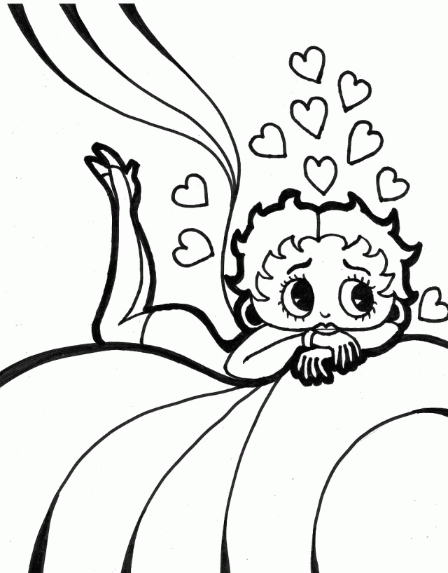 Betty Boop Fallin In Love Colouring Free Betty Boop Coloring