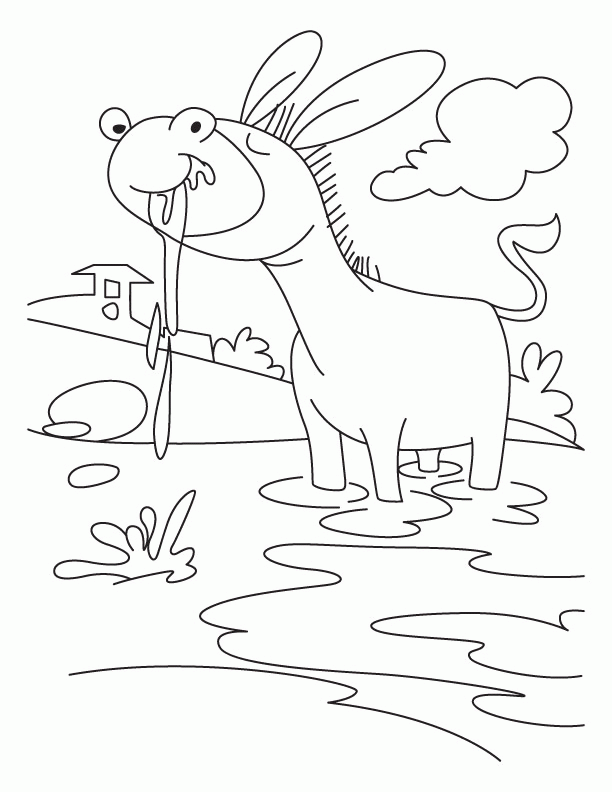 Quenching thirst donkey coloring pages | Download Free Quenching