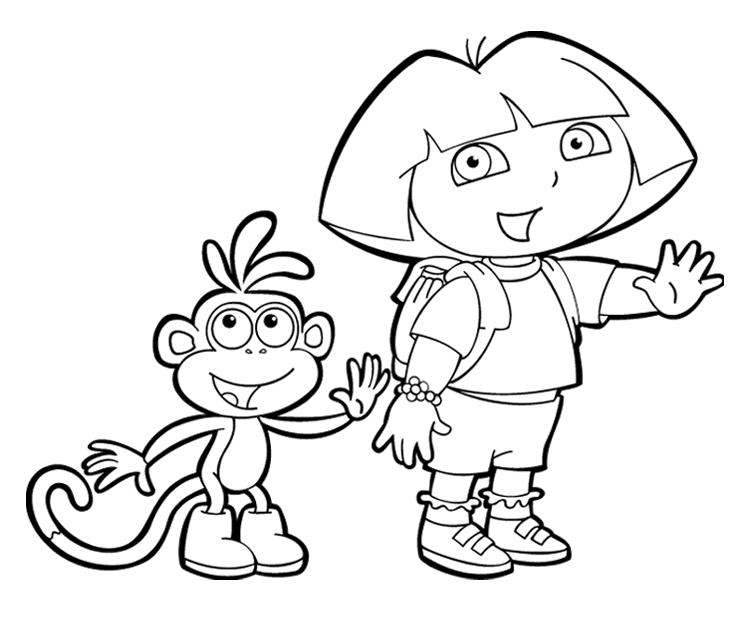 Boots And Dora Coloring Page | Free Printable Coloring Pages